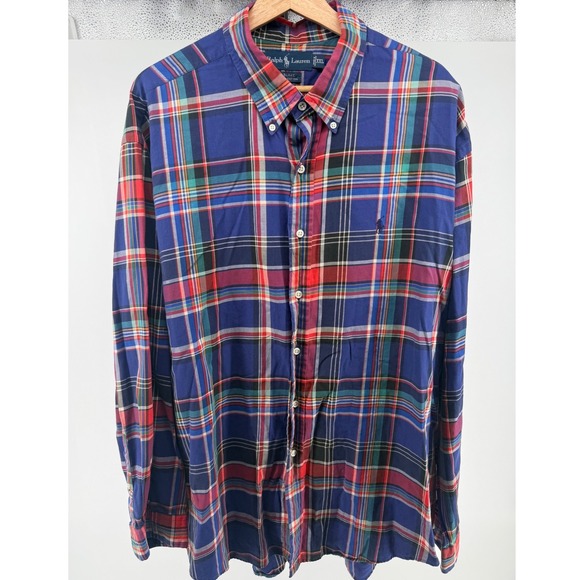 Ralph Lauren Other - Ralph Lauren Blake Mens XXL Blue Red Plaid Cotton Long Sleeve Button Up Shirt